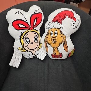 NWT The Grinch Who Stole Christmas Cindy Lou & Max Dog Decorative Pillows Ruz